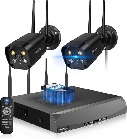 《Dual Antennas》Wireless Security Camera System Outdoor, Wireless Cameras for Home Security with Expandable 16CH 4K NVR, Surveillance Video Systems DVR Kits