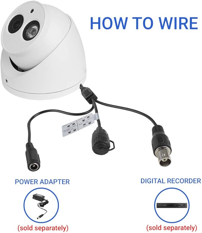 R-Tech 2MP 4-in-1 AHD/CVI/TVI/Analog Outdoor/Indoor Turret Dome Camera with Matrix IR Night Vision – 2.8mm Fixed Lens – White