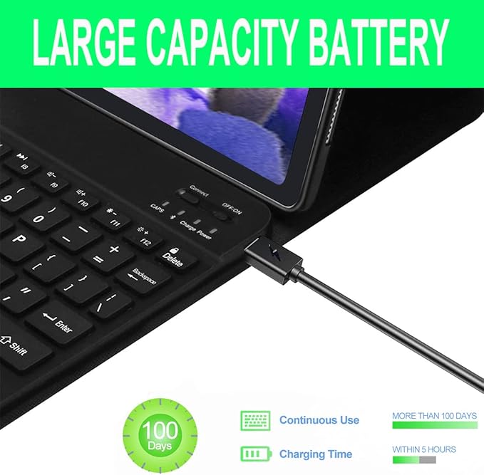 Keyboard Case for Samsung Galaxy Tab S10+ Plus/ S9FE Plus/ S9 Plus/ S9+/ S8+/S8 Plus/ S7 FE/S7 Plus/S7+ 12.4 Inch, Smart Wireless Bluetooth Keyboard Case Cover with Pen Holder(Black)