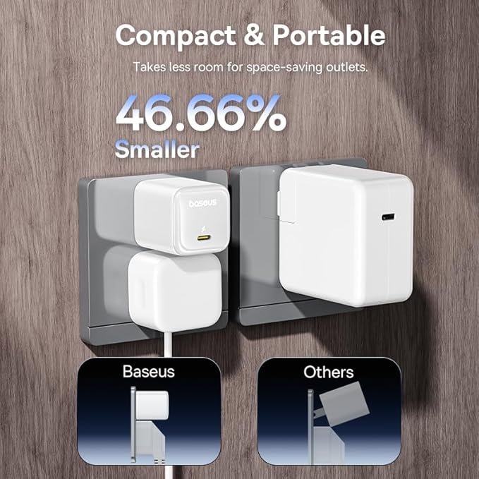Baseus 45W USB C Charger Block, 2 Pack PPS Fast Charger Type C with USB-C Cable for iPhone 16/15 Series, iPad, Galaxy S24 Ultra and More Series