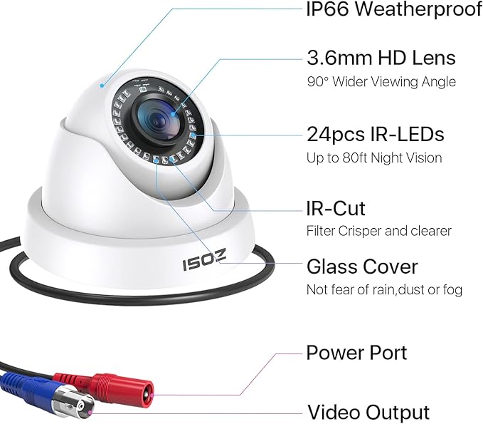 ZOSI 4Pack 2.0MP HD 1080P Security Cameras Kit, 80ft Night Vision, Indoor Outdoor Home CCTV Dome Camera for 1080P/5MP/4K HD-TVI Analog DVR System