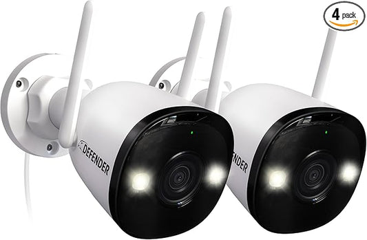 Defender AI Powered 4K Guard Pro 8MP WiFi 6, Plug-in Power Wireless Security Camera Outdoor, with Smart AI Human Detection, Bluetooth, Two-Way Talk, Works w/Guard App, 2 Pack