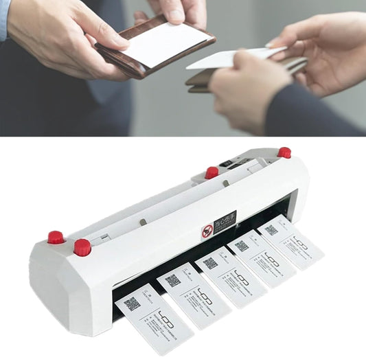 Electric Business Card Cutter Machine 110V - Automatic 3.5"x2" Cardboard Cutter, High-Speed Paper Trimmer with Auto Feed & Waste Removal