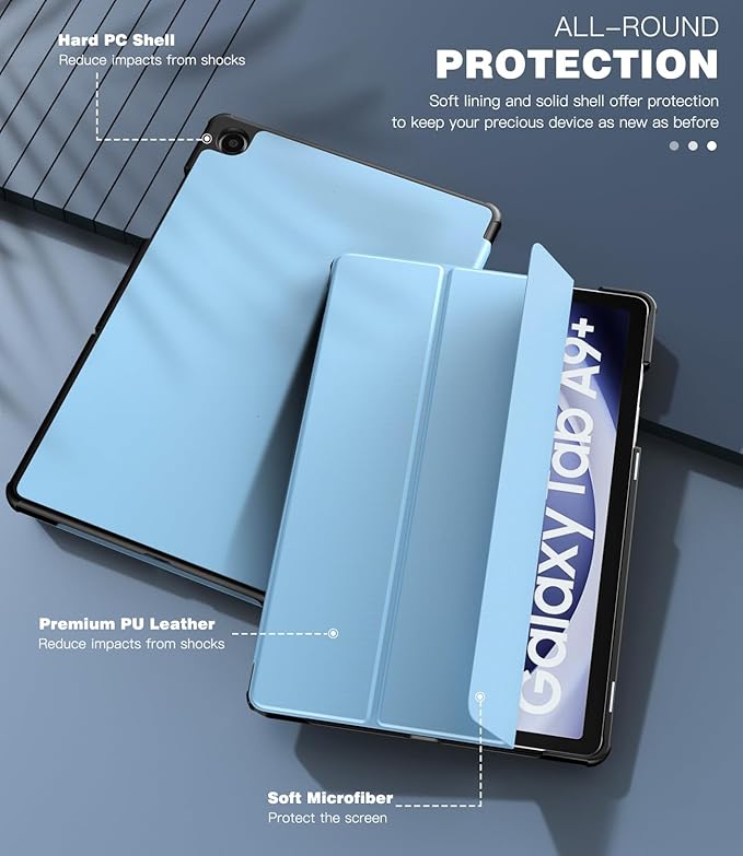 TiMOVO Case for Samsung Galaxy Tab A9+/A9 Plus 11 Inch 2023, Slim Lightweight Stand Hard Back Shell Protective Cover for Galaxy Tab A9+ Tablet SM-X210/X216/X218, Auto Wake/Sleep, Sunny Sky Blue
