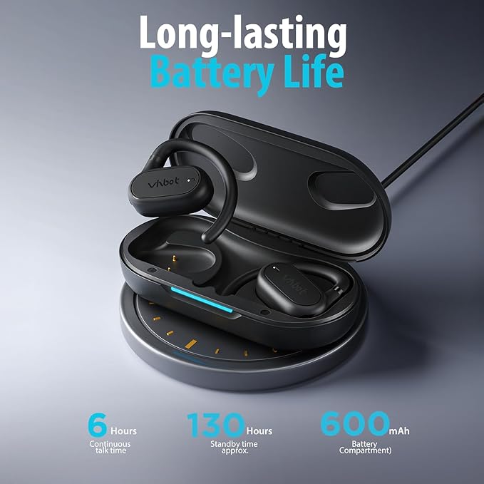 AI Translation Earbuds, Real-Time 143 Language & Accent Translator, Open Ear Wireless Bluetooth Earbuds with 120H Charge Case, Spanish/English/Japanese Voice Support, iOS & Android Compatible