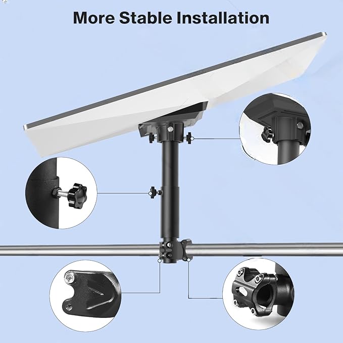 Starlink Gen 3 Universal Mount - RV, Camper, Yacht, Pole, Railing Clamp for Roof/Rack (1-1.22”Dia)