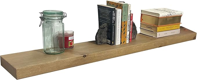 joelsantiques 48 Inch Wooden Floating Shelves for Wall - 48x6x2 in - Made of Natural Wood - Long Heavy Duty Rustic Wall Shelves for Bedroom - Perfect for Living Room, Kitchen - Natural