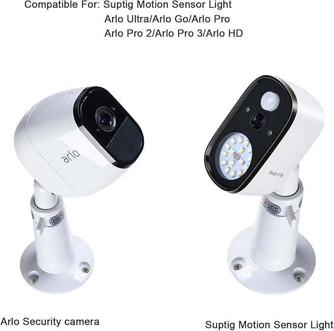 Suptig Adjustable Security Wall Mount Bracket Compatible for Alro Pro/Pro 2/Pro 3/Arlo Ultra/Arlo Ultra 2/Arlo Go/Arlo HD Ring Stick Up Cam/Ring Indoor Cam/Ring Surveillance eufy Camera( 2 Pack)
