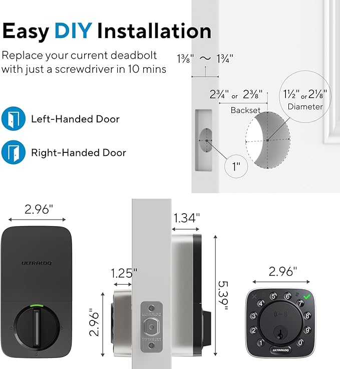 ULTRALOQ Bolt NFC, World's First Smart Lock with Apple Home Key and Android NFC Tap to Unlock, Built in Wi-Fi Deadbolt, Remote Control, Works with HomeKit, Alexa, Google, 1 Year Battery, BHMA Cert.