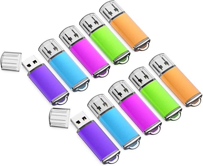 K&ZZ 16GB Flash Drive 10 Pack 16 GB USB Flash Drives Thumb Drive USB Stick 16G Memory Stick USB 2.0 Pen Drive, Multicolored