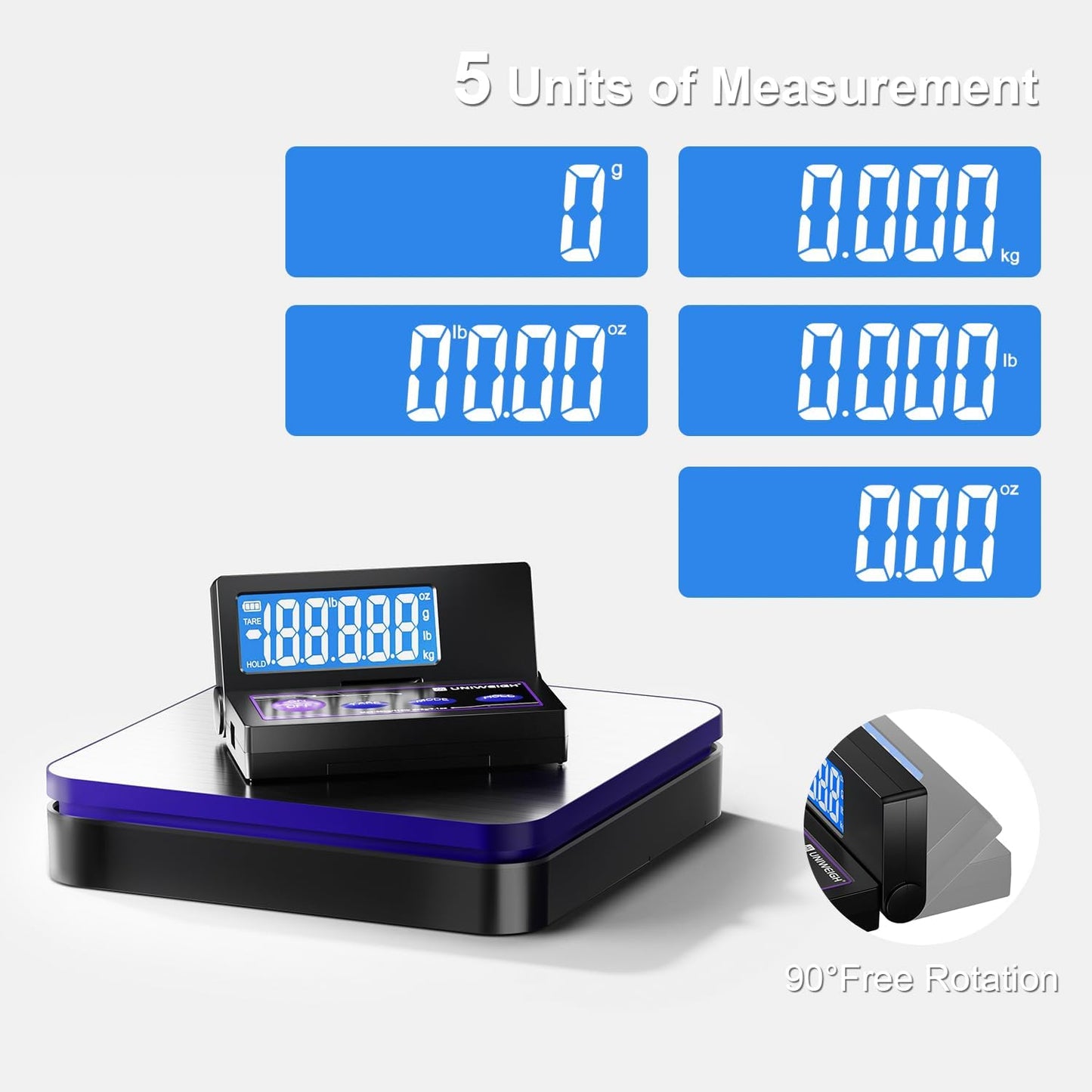 Digital Wireless Shipping Postal Scale 110lbs/0.1oz Accurate,Foldable LCD,Package Scale with Stainless Steel/5 Units/Tare/Hold Function,Postage Scale for Packages,Mail Scale,Black+Purple