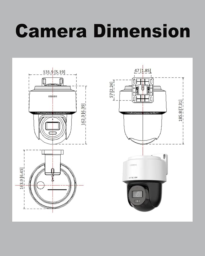 DS-2DE2C400MWG-E 2.8mm Oringinal PoE PT Camera, Human Detection, Auto-Tracking Lite, Smart Hybrid Light, 512 GB Card Slot, Hik-Connect Cloud Service/APP, International English Version