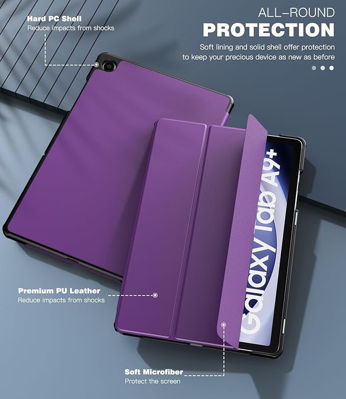 TiMOVO Case for Samsung Galaxy Tab A9+/A9 Plus 11 Inch 2023, Slim Lightweight Stand Hard Back Shell Protective Cover for Galaxy Tab A9+ Tablet SM-X210/X216/X218, Auto Wake/Sleep, Deep Purple