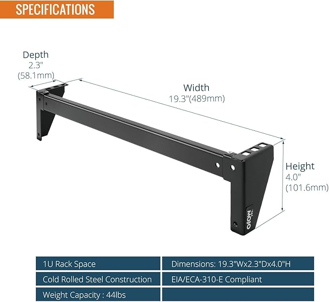 Tecmojo 1U Foldable Vertical Rack and Wall Mountable Patch Panel Bracket for 19" Server and Data Equipment