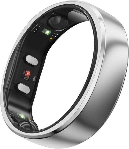 RingConn Gen 2, Worldâs First Smart Ring with Sleep Apnea Monitoring, No APP Subscription, 12-Day Battery Life, Stress/Heart Rate/Women's Health Tracker, Android & iOS Compatible (Silver, Size 7)