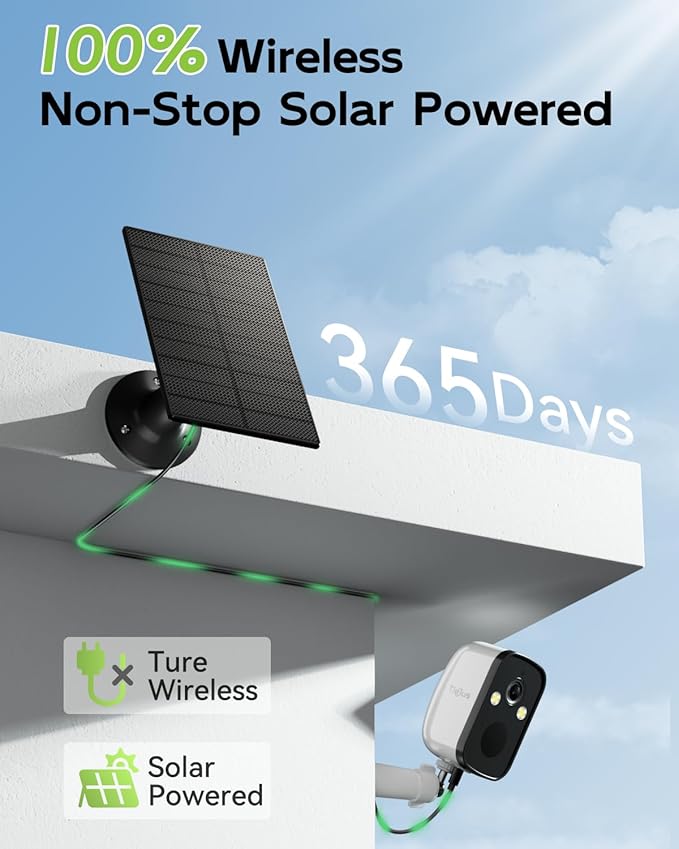 2K 5G Solar Security Cameras Wireless Outdoor, 4-Pack Solar-Powered Camera for Home Security with Full Color Night Vision,PIR Detection, IP66/Alexa/2 Way Talk, No Subscription, 5G/2.4GHz WiFi