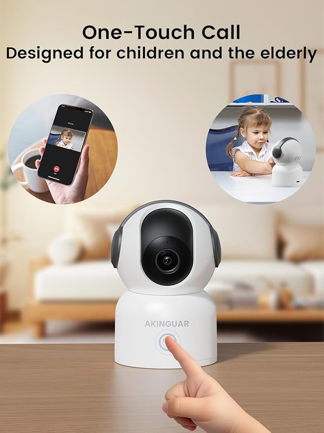 2K 3MP Indoor Security Camera, 5GHz/2.4GHz WiFi Camera, Security Camera for Home, 360°Pan Security Cameras with Motion Detection & One-Touch Call, Night Vision, Compatible with Alexa, Black