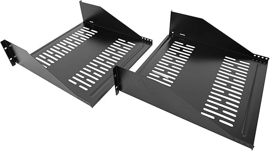 Server Rack Shelf-Universal Vented Rack Mount Cantilever Tray for 19" Network Rack & Cabinet - Heavy Duty Steel - Weight Capacity 115lb-3U H 18" D/ 2 Pieces Packaging GLOBALRACK (3U18, 18INCH)