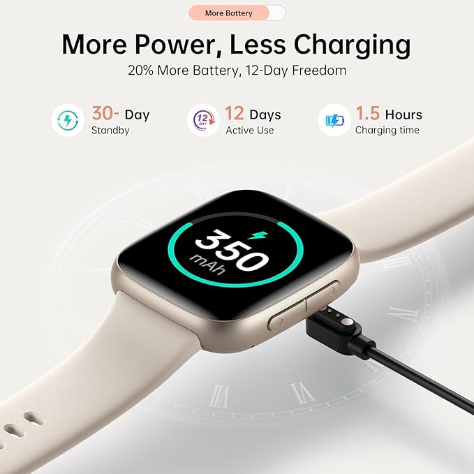 Latest Smart Watches for Women & Men - Performance Upgraded, 1.85-inch AMOLED HD Display (390x450), 12-Day Battery Life, 3ATM Waterproof (30m), Call, Health Monitoring, Fitness Tracker (Beige)