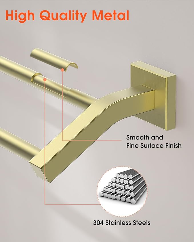 Alise Double Bath Towel Bars Towel Racks for Bathroom,Wall Mount Towel Holder Heavy Duty SUS304 Stainless Steel Towel Hanger Towel Rail,GK9700-G Golden Finish,28-Inch