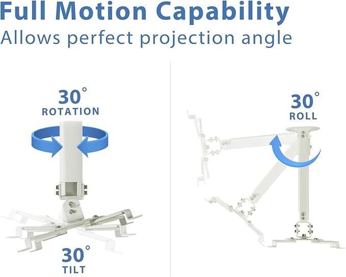 Mount-It! Ceiling Projector Mount | Full Motion and Height Adjustable from 14.5-21.5 Inches | Universal Bracket Fits Epson, Optoma, Benq, and Viewsonic Projectors | 30 Lbs Capacity (Medium)