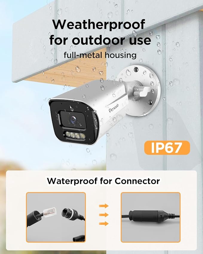 16 Channel Security Camera System 4TB HDD, H.265 12PCS 5MP PoE Commercial IP Bullet Camera, Smart Color Night Vision, 2 Way Audio Talking, AI Human Detection, Remote Access, PB65A1216-5MD