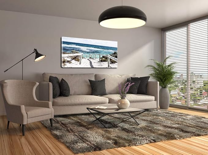 DZL Art S74275 Rottnest Island Beach Seascape Painting Sea Nature Pictures Wall Art Canvas Prints Painting Ready to Hang for Living Room Bedroom Decor Office Wall Decor Home Decoration