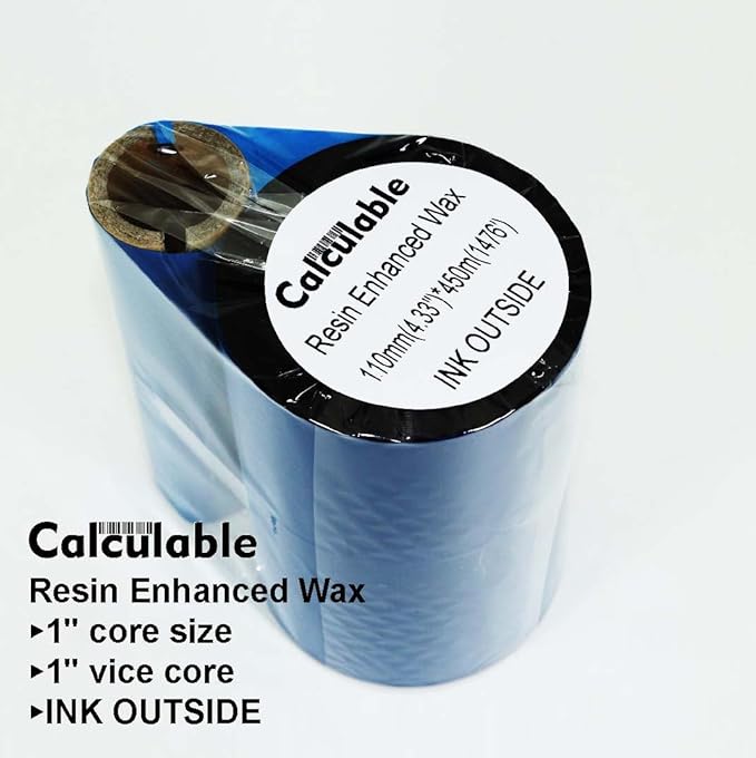 3 Count Pack 4.33" x 1476' Thermal Wax Ribbon Enhanced Wax Resin for Zebra Desktop Printer S4M Z4M 105SE 105S 105SL 105SLPlus 160S S500 S600