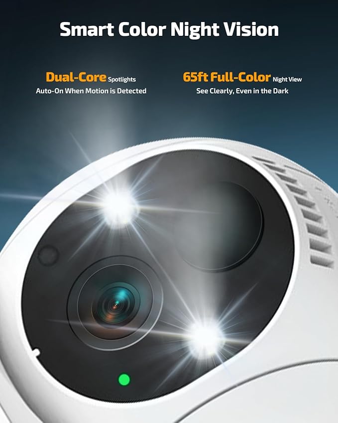 《100% Solar Powered & 2-Way Audio》Outdoor Wireless PTZ Camera System, 4MP Solar Powered Battery Cameras,Home Video Surveillance, Surveillance DVR Kits