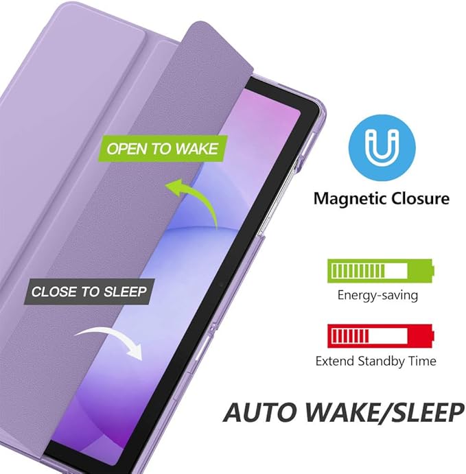 MoKo Case for Galaxy Tab A11+ Plus/A9+ 11-Inch 2025/2023, Slim Stand Protective Smart Cover with Hard PC Translucent Back Shell for Galaxy Tab A11+/A9 Plus Tablet, Auto Wake/Sleep, Lilac