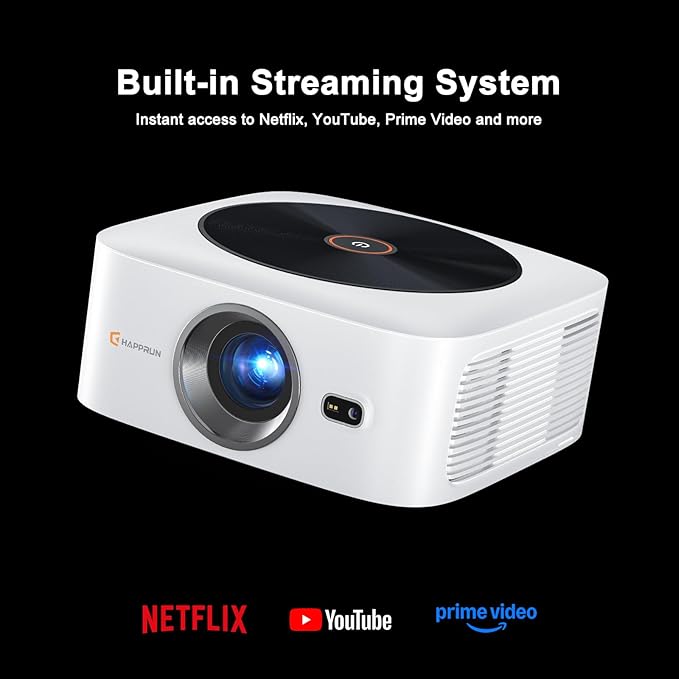 Smart 4K Decoding Projector Compatible with Netflix, 1500 ANSI Projector with WiFi and Bluetooth, Outdoor Movie Projector, Auto Focus, Dolby Sound, Built-in Apps,Portable Home Theater for Phone/PC/PS5