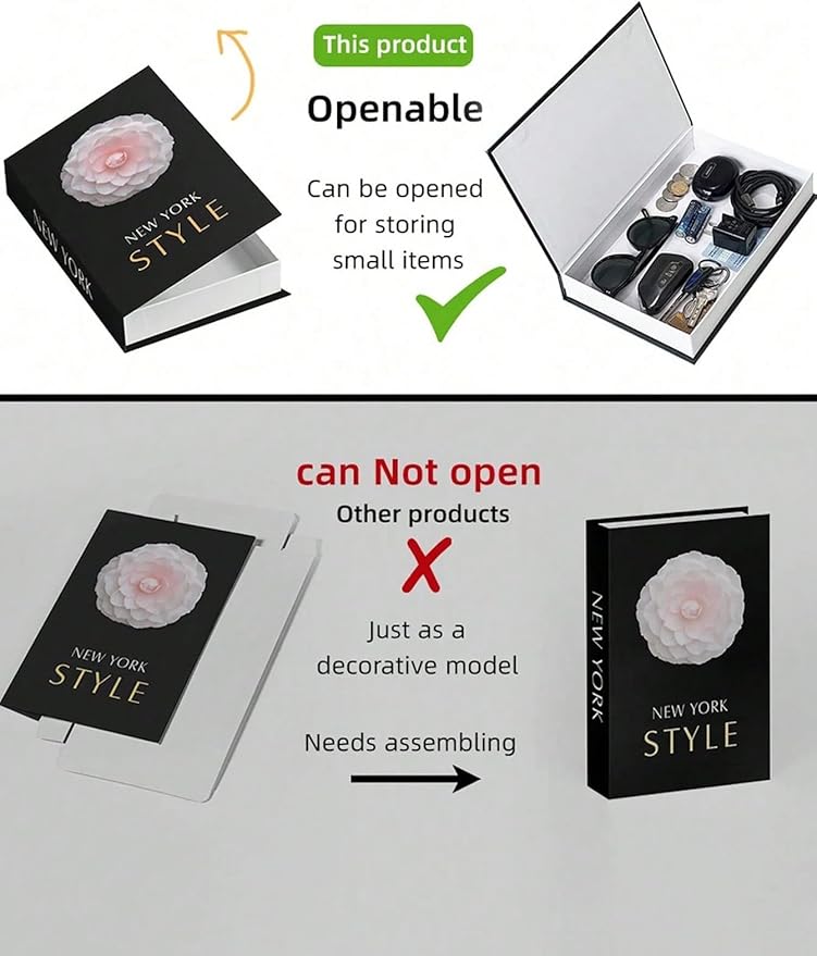 Decorative Storage Book Box – Hidden Storage for Remote Controls, Keys, and Small Items – Elegant Home Decor for Living Room, Bedroom, Coffee Table – Modern Style Faux Book Organizer (Best Wish)