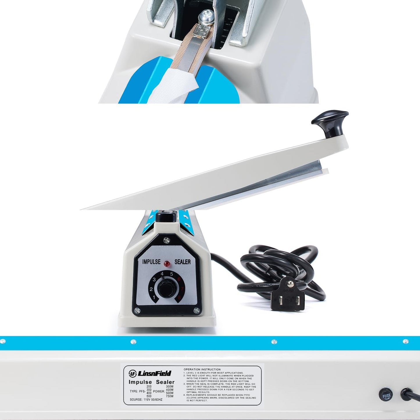 Sealer Pro, Patented 8-inch Impulse Heat Sealer, 2-mm Sealing Width Super Heavy Duty Bag Sealing Machine with Extra 2 Replacements, 1Fuse Included, White