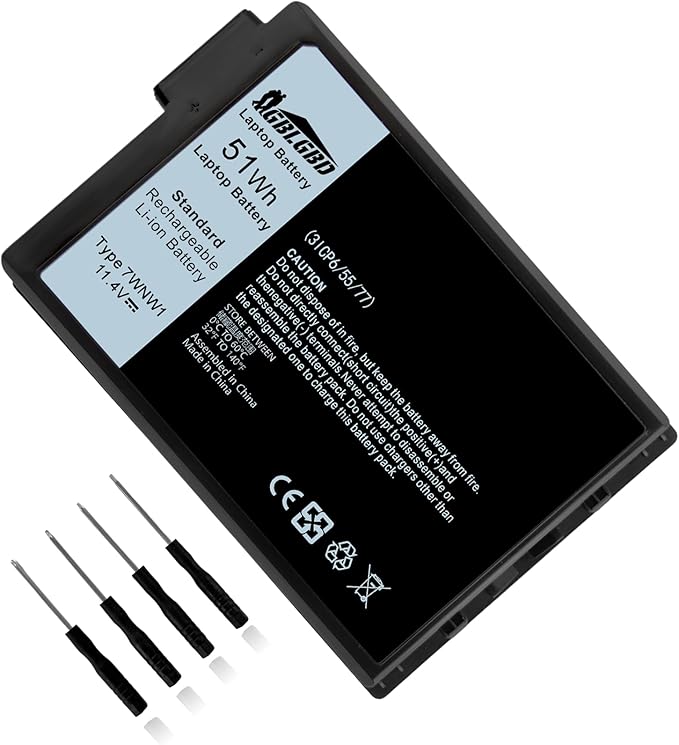 7WNW1 Replacement Battery for Dell Latitude 5420/5424/7424 Rugged Extreme Series, Dell P85G P86G P137G P137G001 P137G002 P85G001 P86G001 Series, (3-Cell Li-ion, 11.4V, 51Wh, 3900mAh)