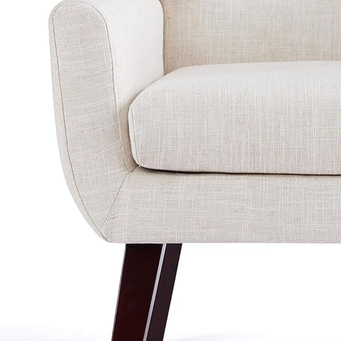HUIMO Accent Chair Living Room Chair, Upholstered Button Tufted Armchair, Linen Fabric Sofa Chairs for Bedroom, Living Room, Mid-Century Modern Comfy Reading Chair (Beige)