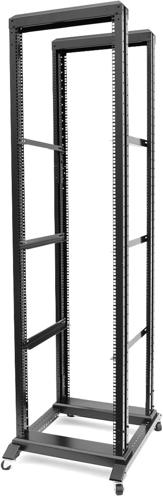 42U Server Rack/4-Post 19in Network Rack/Open Frame Rack with Wheels, Heavy-Duty Frame Cabinet/Adjustable Depth 24-22in GLOBALRACK，(4POST-800-42U)