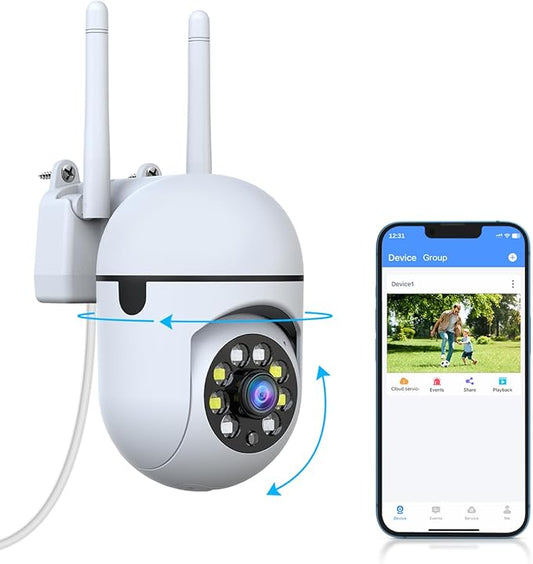 WEILAILIFE 【Auto Tracking & 2-Way Audio】 3MP Security Cameras Wireless Outdoor, PTZ WiFi Video Surveillance Cameras for Home Security