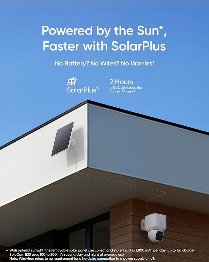 eufy Security SoloCam E30, 2 Pack, Security Cameras Wireless Outdoor, Solar Camera Outdoor Wireless, 360° Pan, AI Tracking, 2K Clarity, HomeBase S380 Compatible, No Monthly Fee (Renewed)