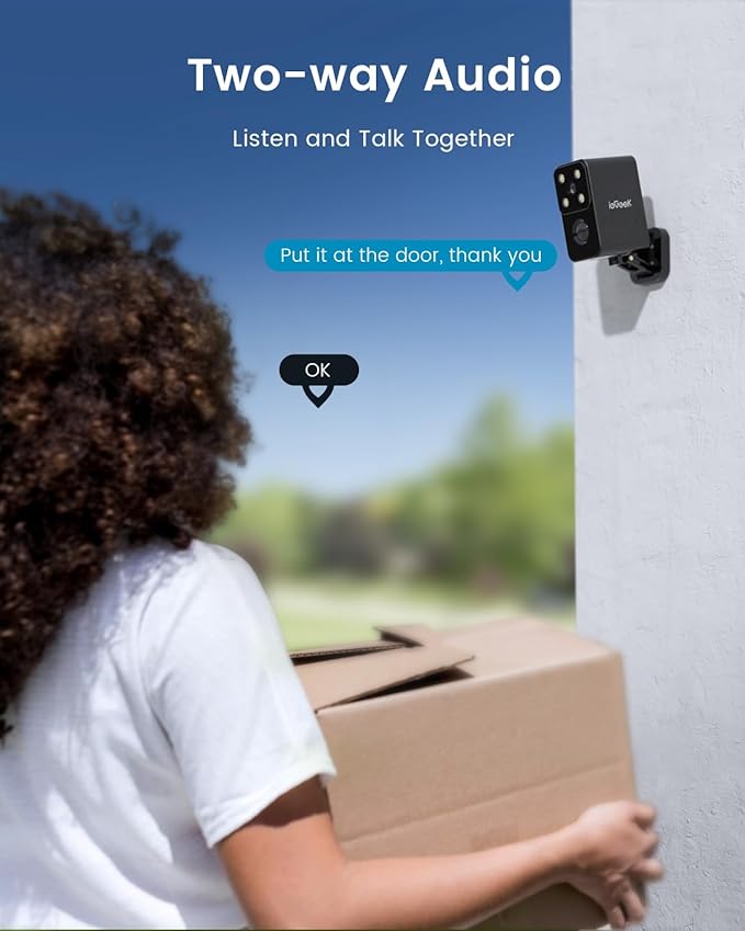 ieGeek Security Cameras Wireless Outdoor, Home Security Cameras Pan Rotating 180° Battery Powered WiFi Camera with 2K Color Night Vision, AI Motion Detection, 2-Way Audio, No Subscription,IP66,2-Pack