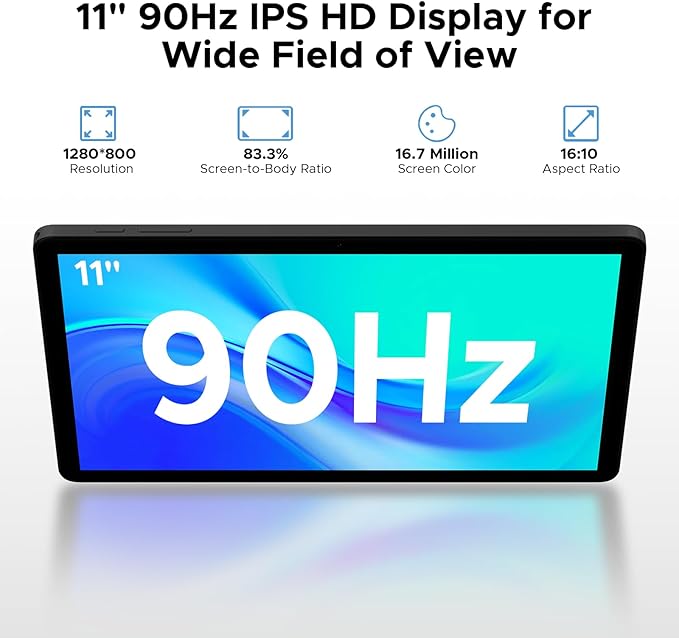 DOOGEE Tab A9 Pro+ Android 15 Tablet,11 inch Tablet with 90Hz Display,30GB+128GB/2TB TF Octa-Core Gaming Tablets,8580mAh,1080P,Bluetooth 5.0+5G WiFi Tablets,13MP+5MP,Face ID/OTG Black