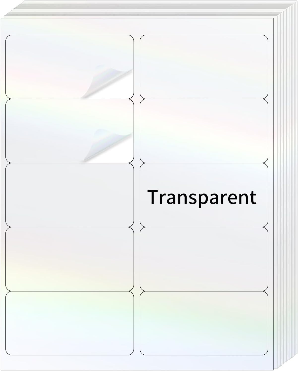 STARLIBOO Transparent Stickers Labels - 2" x 4" Clear Address Labels Mailing Stickers for Laser/Inkjet Printer 8.5"Ã11"- 20 Sheet (Clear Holographic)