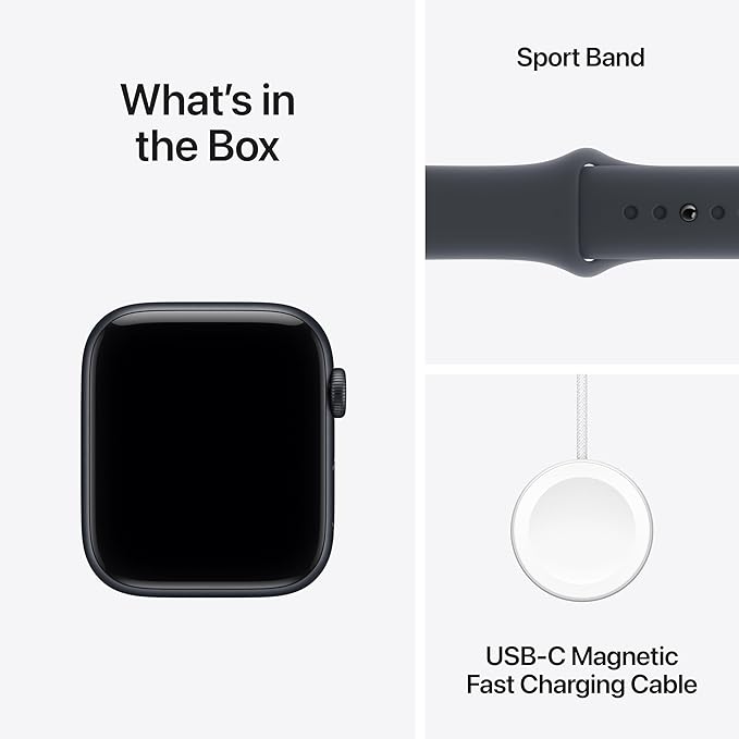 Apple Watch SE 3 [GPS 44mm] Smartwatch with Midnight Aluminium Case with Midnight Sport Band - M/L. Fitness and Sleep Trackers, Heart Rate Monitor with AppleCare+ (2 Years)