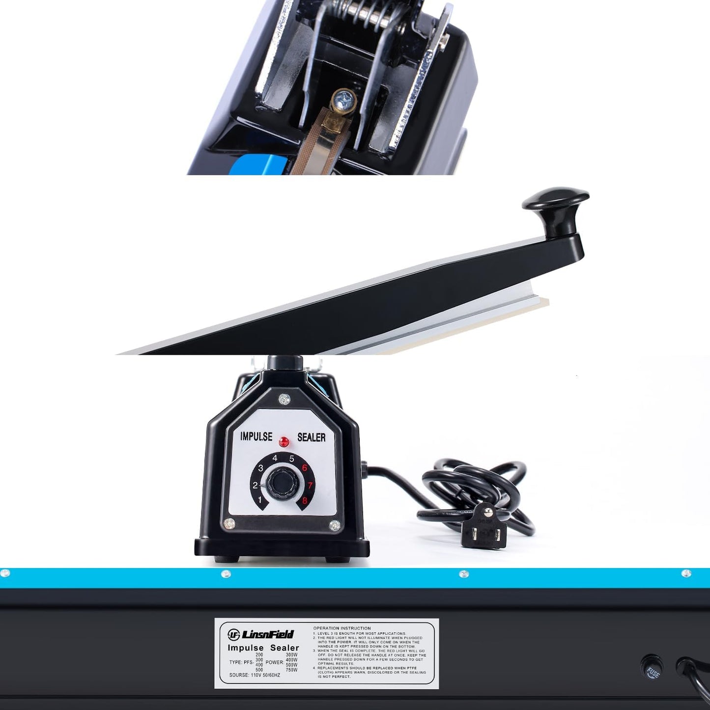 Sealer Pro, 8-inch Impulse Heat Sealer, 2-mm Sealing Width Super Heavy Duty Bag Sealing Machine with Extra 2 Replacements,Black