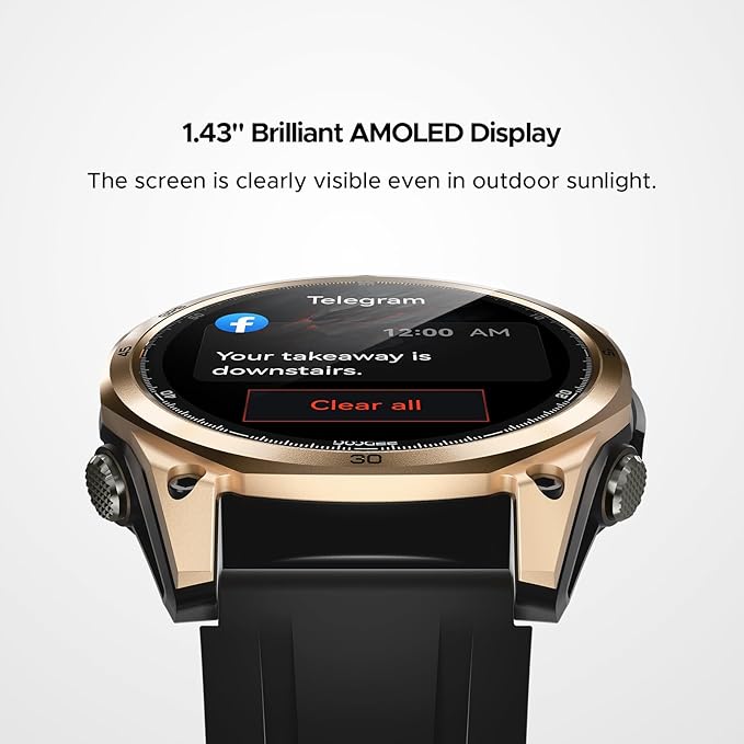 DOOGEE Anywise W1 Mens Smart Watch, 5ATM Dual-Band GPS Fitness Tracker, 1.43'' Smart Watches for Android and iPhone, 170+ Sports Modes, Answer/Make Calls/18 Days Battery/Led Flashlight/Compass/2 Strap