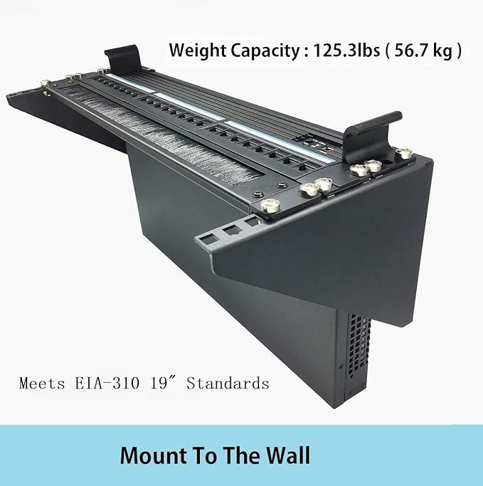 JINGCHENGMEI 2 Pack of 3U 125 lb Weight Capacity Heavy Duty 19 Inches Steel Vertical Patch Panel Mounting Bracket for Networking Equipment (2)