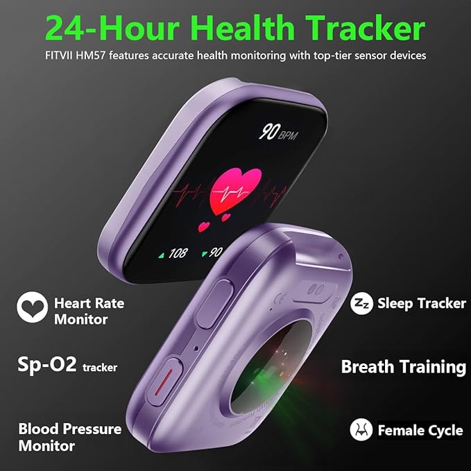 FITVII Health & Fitness Tracker (Answer/Make Calls), Smart Watch with 24/7 Heart Rate and Blood Pressure, Sleep Tracking, Blood Oxygen Monitor, 120+ Sport Modes Activity Tracker for Women Men