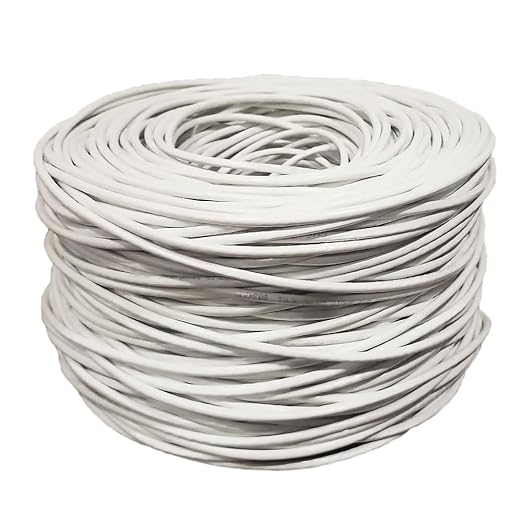 CAT5e Ethernet Cable 1000ft – 24AWG Solid CCA UTP Unshielded CAT 5e, High Speed Lan Network, RJ45 Cable, Easy Pull Box Ethernet Cord (White)