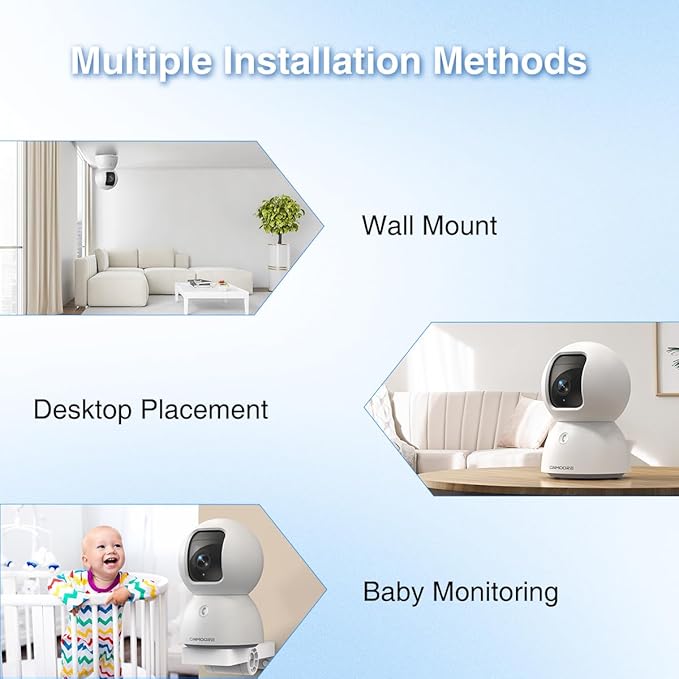 3K Indoor Camera with 64GB Card, Human/Pet/Facial AI Detection, Dog/Cat/Pet Camera Indoor with Phone APP, 5GHz 2.4GHz Dual Band Wi-Fi 6, 360 Pan Tilt Auto Tracking, Night Vision, 2-Way Talk