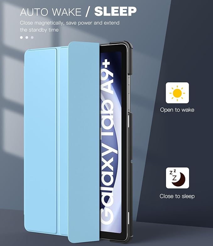 TiMOVO Case for Samsung Galaxy Tab A9+/A9 Plus 11 Inch 2023, Slim Lightweight Stand Hard Back Shell Protective Cover for Galaxy Tab A9+ Tablet SM-X210/X216/X218, Auto Wake/Sleep, Sunny Sky Blue