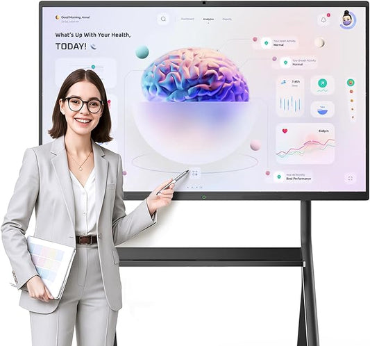 65" Smart Board for Classroom Office Home, All-in-One 4K Interactive Whiteboard, Digital Electronic Smartboard with 20 Point Touchscreen, Android 13, 8+128G (Wall Mount Included)